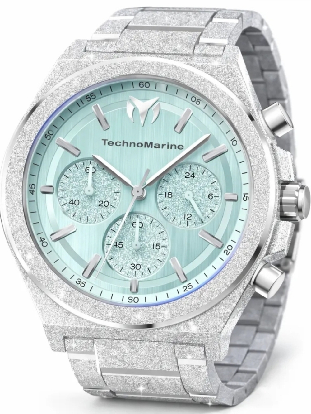 Technomarine Silver and Aqua Chronograph Watch with original case
